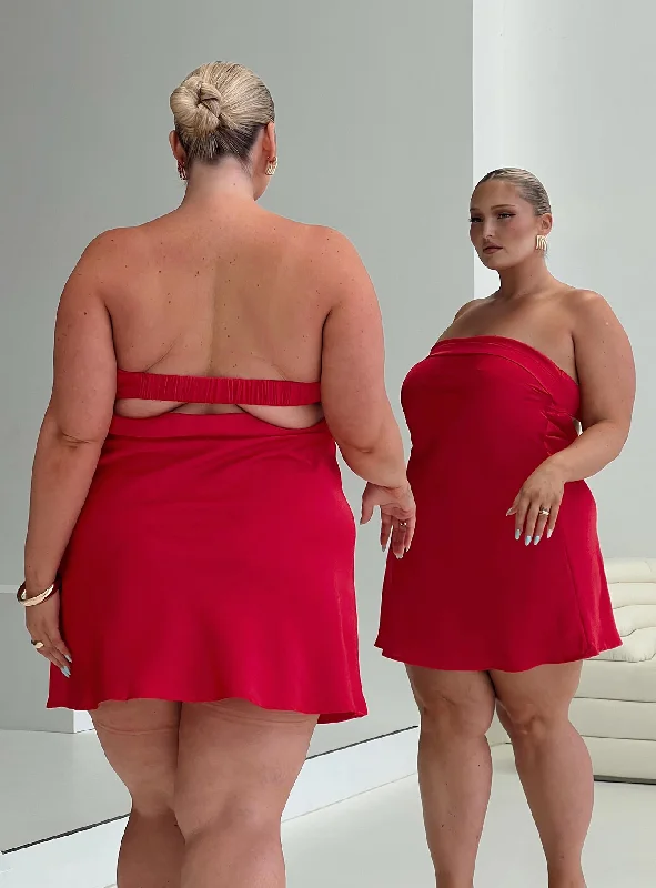Party dresses with unique cultural influences and traditional styles for cultural identity -Phillipa Mini Dress Red Curve