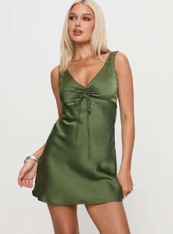 Prom dresses for athletic wear with stretchy fabrics -Kosettina Mini Dress Green