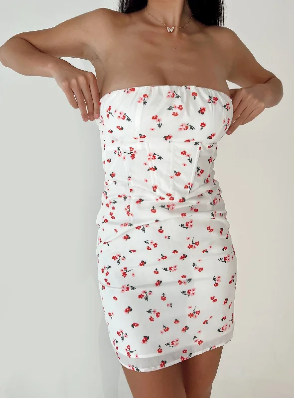 Corset dresses near me for last-minute shopping -Ivy Corset Mini Dress White Floral