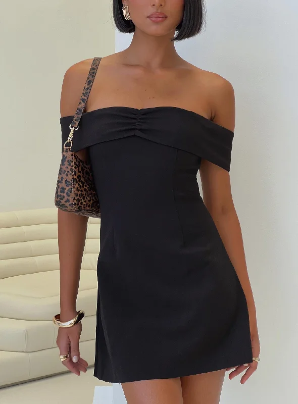 Prom dresses for women over 50 with elegant designs -Lanes Off The Shoulder Mini Dress Black Tall Prom dresses for women over 50 with elegant designs -Lanes Off The Shoulder Mini Dress Black Tall