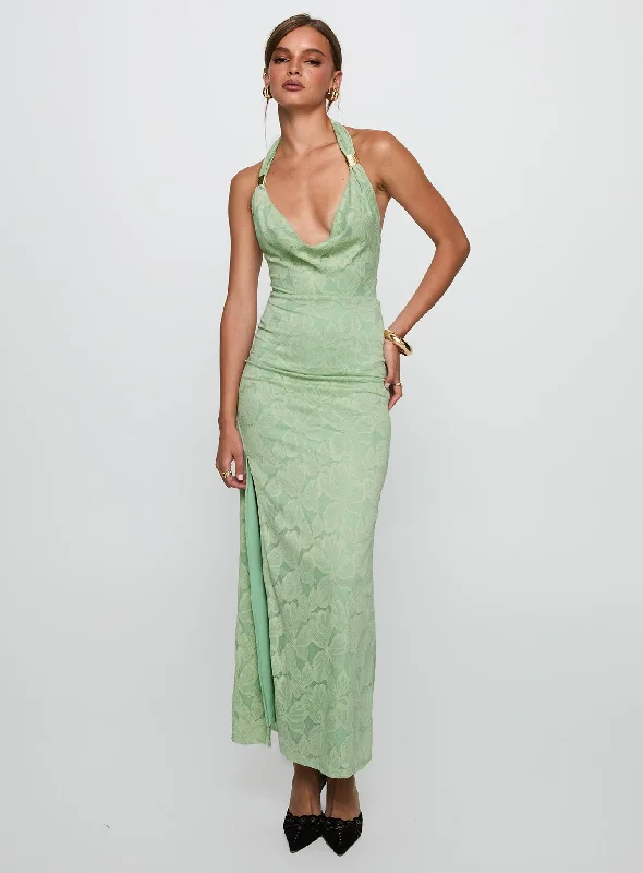 Prom dresses for autumn with cozy fabrics and warm colors for a snug feel -Starfall Halter Maxi Dress Sage Prom dresses for autumn with cozy fabrics and warm colors for a snug feel -Starfall Halter Maxi Dress Sage
