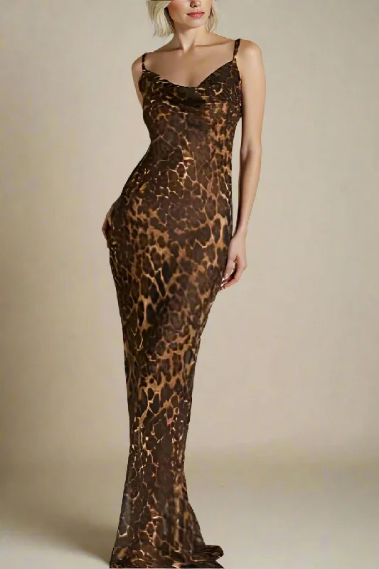 Athena Bodycon Maxi Dress - Leopard Print Yellow