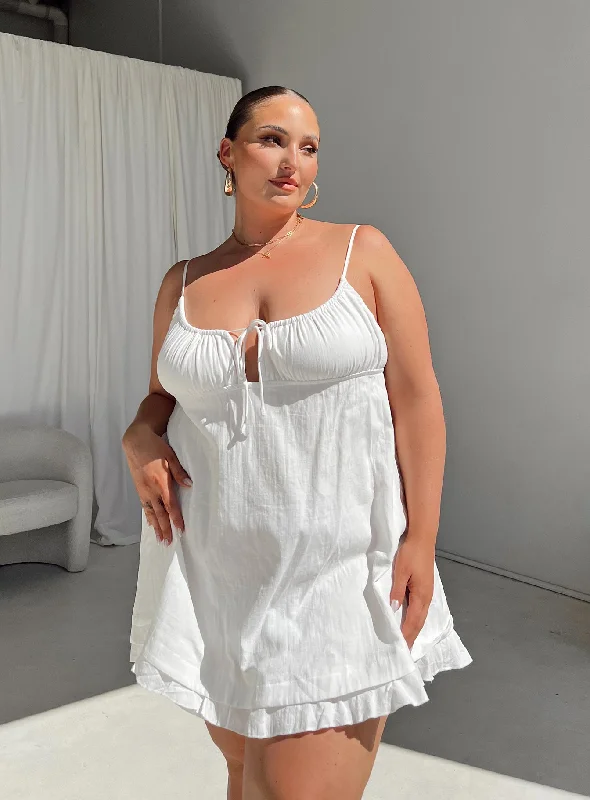 Party dresses with unique accessories and embellishments for special occasions and events to stand out and shine -Empress Of Love Mini Dress White Curve