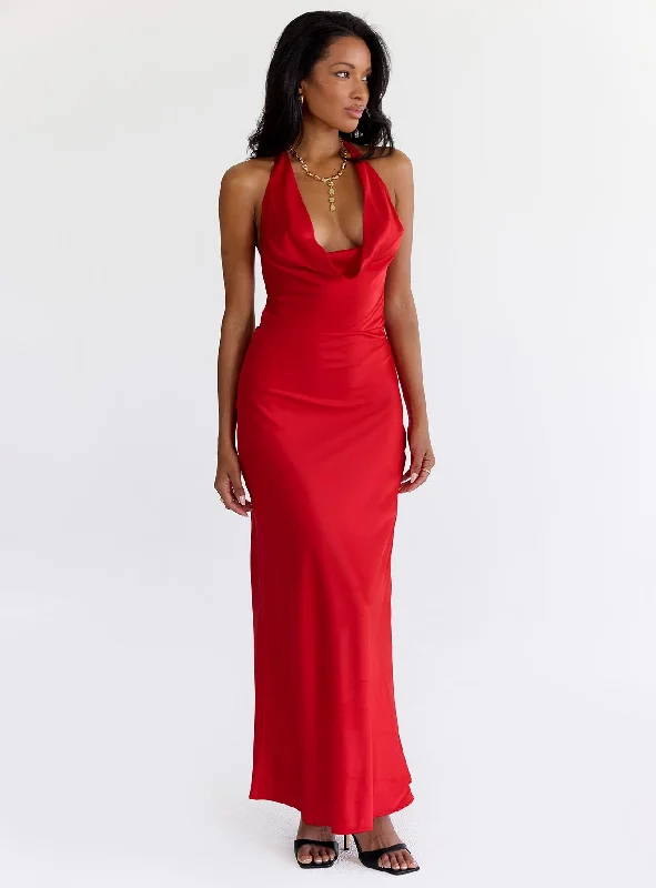 Prom dresses with vintage-inspired accessories and jewelry -Iridescent Plunge Maxi Dress Red Prom dresses with vintage-inspired accessories and jewelry -Iridescent Plunge Maxi Dress Red