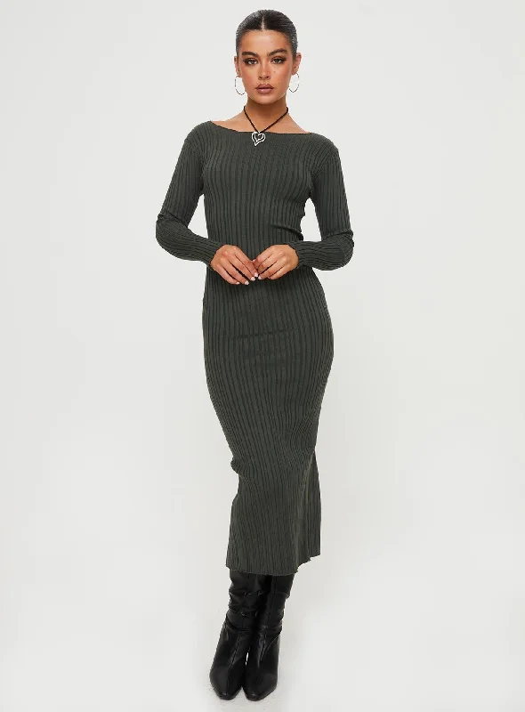 Party dresses with convertible necklines and sleeves for versatility and styling flexibility -Dossett Long Sleeve Maxi Dress Green Party dresses with convertible necklines and sleeves for versatility and styling flexibility -Dossett Long Sleeve Maxi Dress Green