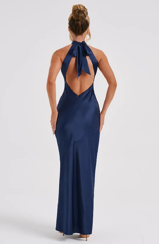 Formal party dresses with luxurious fabrics and sophisticated designs for formal events -Etta Maxi Dress - Navy