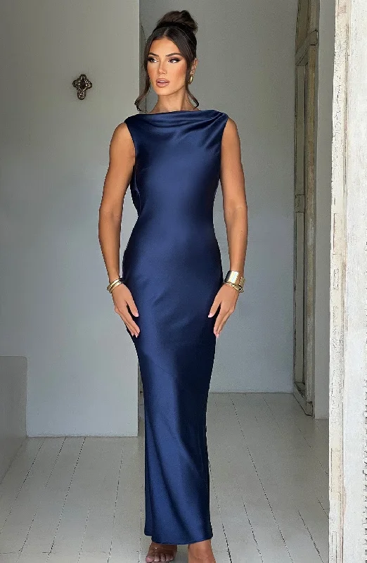 Formal dresses for formal events with detachable trains and sleeves for styling options and flexibility -Azuri Maxi Dress - Navy Formal dresses for formal events with detachable trains and sleeves for styling options and flexibility -Azuri Maxi Dress - Navy
