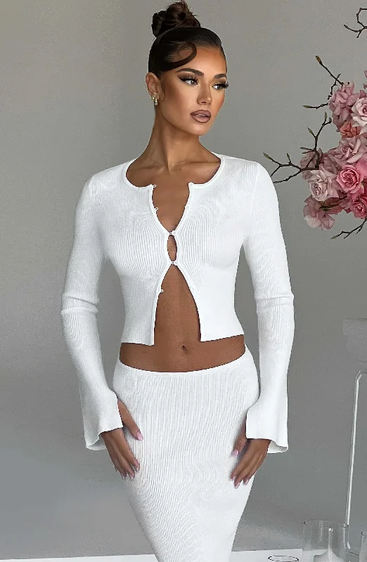Wedding dresses for spring with floral patterns -Elia Top - White