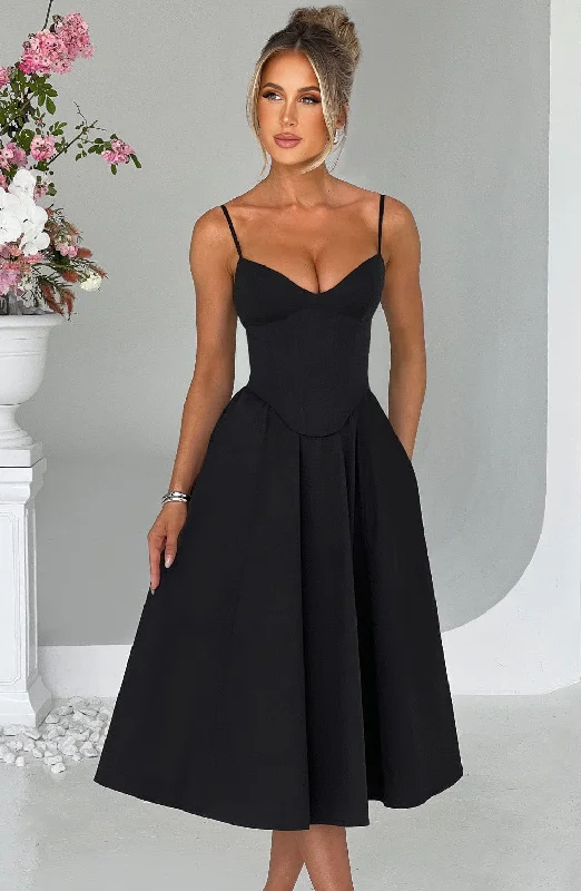 Corset dresses with smart health monitoring features and wellness focus for health-conscious individuals -Mariella Midi Dress - Black Corset dresses with smart health monitoring features and wellness focus for health-conscious individuals -Mariella Midi Dress - Black