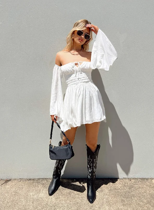 Party dresses for formal events with elegant silhouettes and vintage-inspired styles for a timeless and refined look -Halle Mini Dress White
