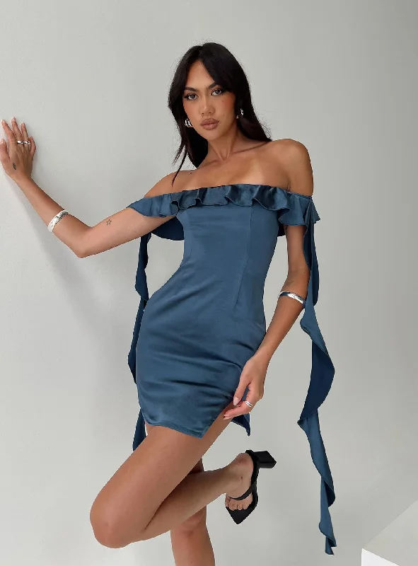 Affordable party dresses under $50 -Society Mini Dress Blue
