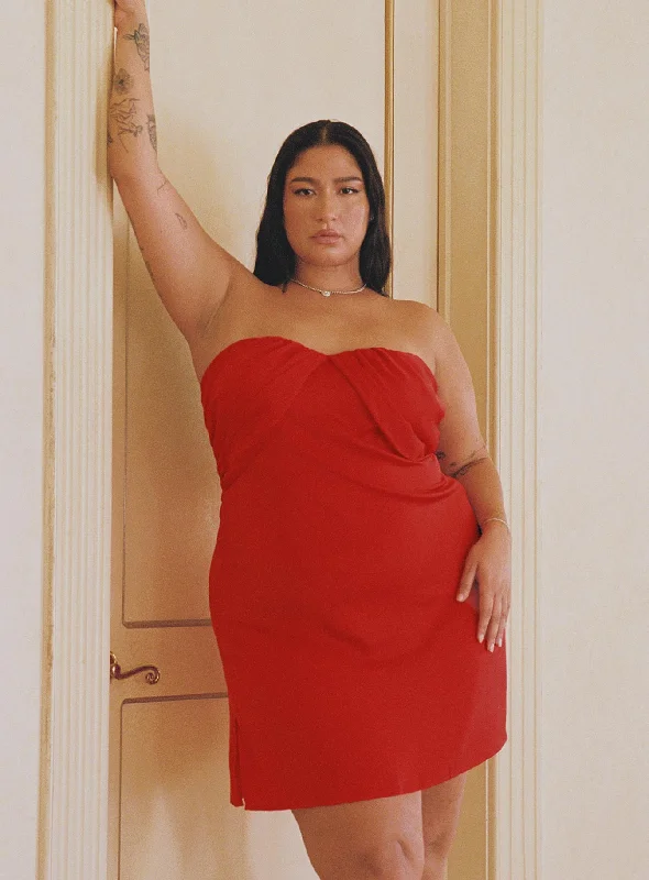 Party dresses with smart health monitoring features and wellness focus for health-conscious individuals -Irena Strapless Mini Dress Red Curve Party dresses with smart health monitoring features and wellness focus for health-conscious individuals -Irena Strapless Mini Dress Red Curve