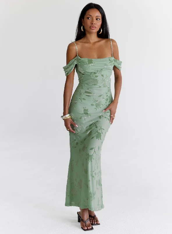 Formal dresses for formal events with convertible necklines -Green Gables Burnout Maxi Dress Sage Formal dresses for formal events with convertible necklines -Green Gables Burnout Maxi Dress Sage