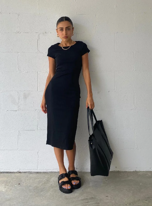 Formal corset dresses with luxurious fabrics and sophisticated designs for formal events -The Classic Midi Dress Black