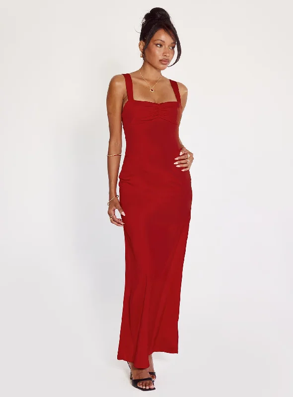 Prom dresses for autumn with rich colors -Strauss Maxi Dress Red