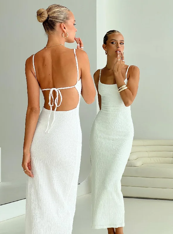 Prom dresses with smart temperature regulation -Elestria Maxi Dress White