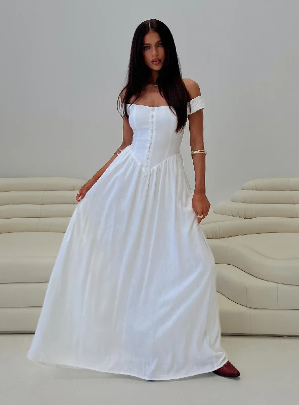 Formal party dresses with sophisticated designs and luxurious fabrics for formal galas and high-end events -Romantic Maxi Dress White Formal party dresses with sophisticated designs and luxurious fabrics for formal galas and high-end events -Romantic Maxi Dress White