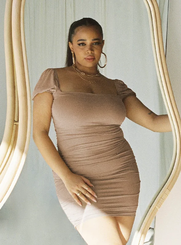 Party dresses for summer with breathable fabrics -Charvi Mini Dress Tan Curve
