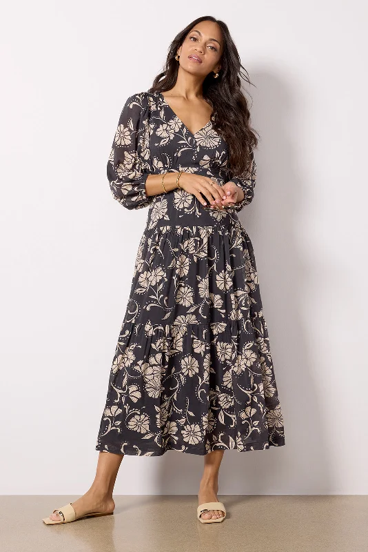 Bohemian flowy dresses for a laid-back summer vibe - -Ariana Floral Midi Dress