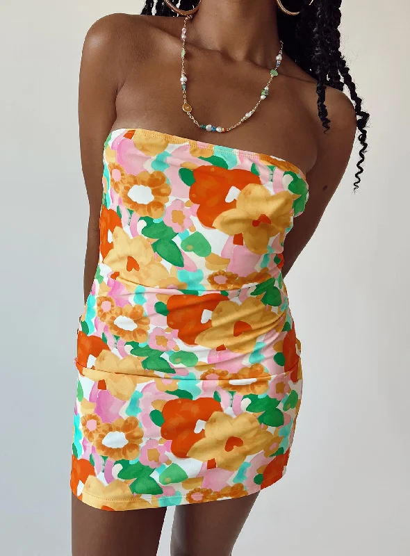 Corset dresses for formal events with convertible sleeves -Paradise City Mini Dress Yellow Floral Corset dresses for formal events with convertible sleeves -Paradise City Mini Dress Yellow Floral
