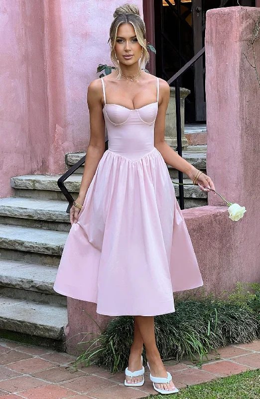 Party dresses with convertible necklines and sleeves for versatility -Daisey Midi Dress - Blush