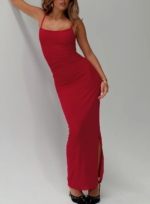 Wedding guest shoes with memory foam padding- -Apolline Maxi Dress Red