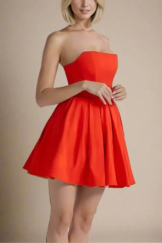Capri Bodycon Strapless Mini Dress - Lipstick Red