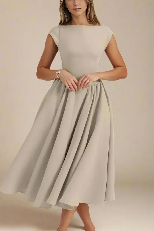 Stella Bodycon Midi Dress - Beige Cream