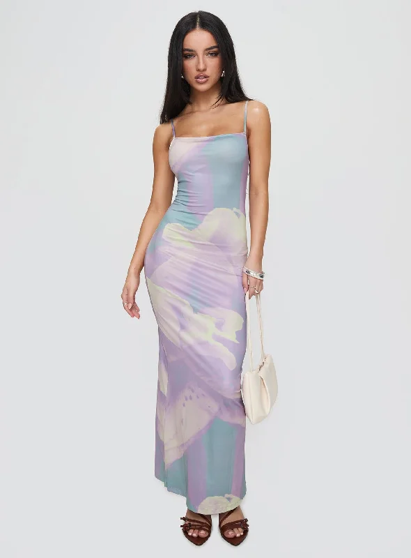 Party dresses with convertible designs -Norila Maxi Dress Slinky Orchid Petals Lilac Party dresses with convertible designs -Norila Maxi Dress Slinky Orchid Petals Lilac