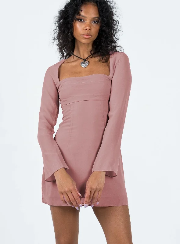 Formal birthday dresses for formal galas with vintage-inspired styles -Cavanagh Long Sleeve Mini Dress Dusty Pink Formal birthday dresses for formal galas with vintage-inspired styles -Cavanagh Long Sleeve Mini Dress Dusty Pink