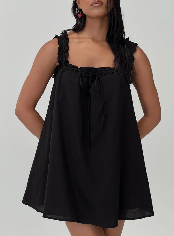 Party dresses for special occasions with personalized messages and quotes for a personal touch -Swing Mini Dress Black