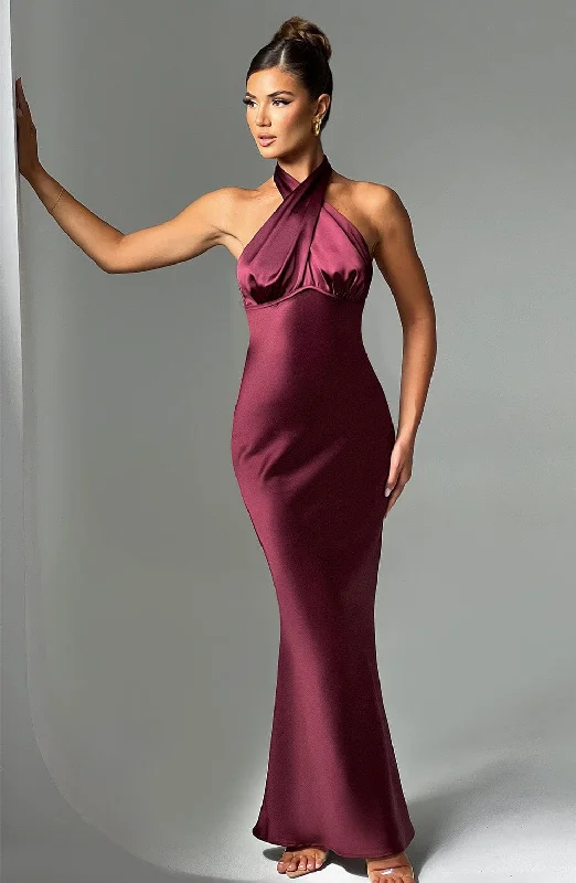 Formal dresses for formal events with smart health monitoring features and wellness focus for health-conscious individuals -Dimitra Maxi Dress - Burgundy Formal dresses for formal events with smart health monitoring features and wellness focus for health-conscious individuals -Dimitra Maxi Dress - Burgundy