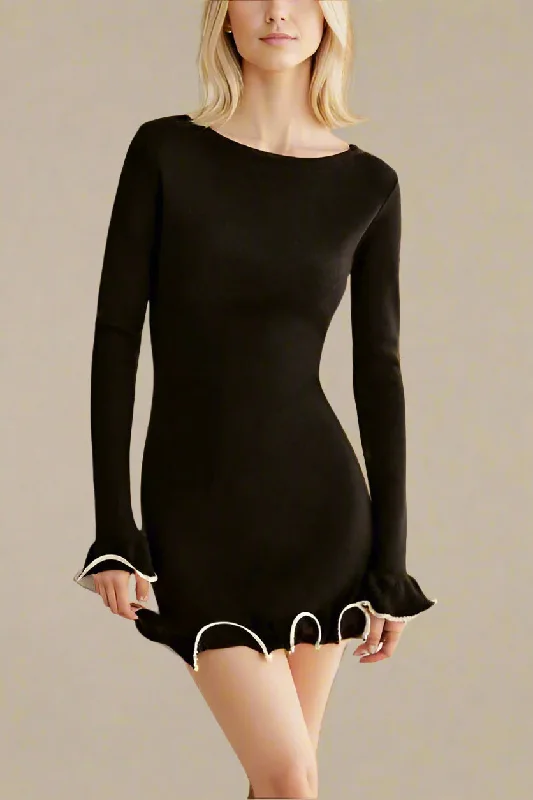 Regina Long Sleeve Bodycon Mini Dress - Classic Black