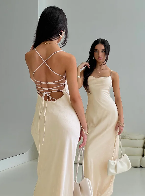 Birthday dresses with sustainable materials and innovative technology integration -Esti Maxi Dress Champagne Birthday dresses with sustainable materials and innovative technology integration -Esti Maxi Dress Champagne