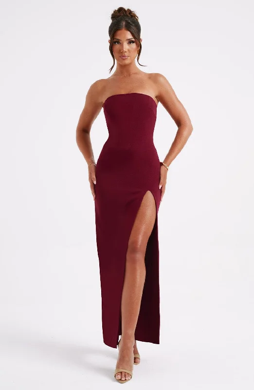 Corset dresses with smart health monitoring features and wellness focus for health-conscious individuals -Marcia Maxi Dress - Burgundy Corset dresses with smart health monitoring features and wellness focus for health-conscious individuals -Marcia Maxi Dress - Burgundy