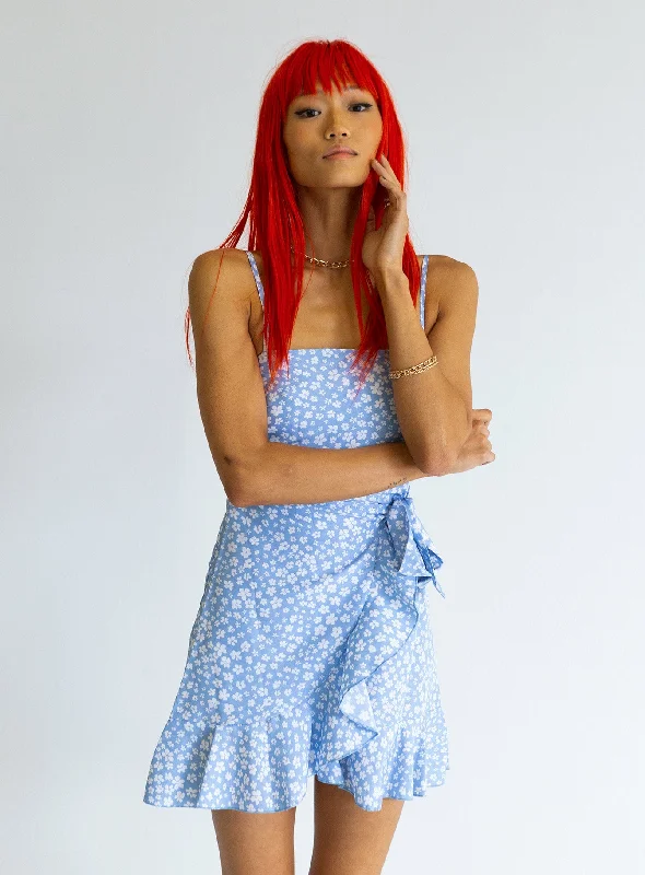 Formal party dresses for formal galas with unique cultural influences and traditional styles for cultural heritage and identity -Caesura Mini Dress Blue