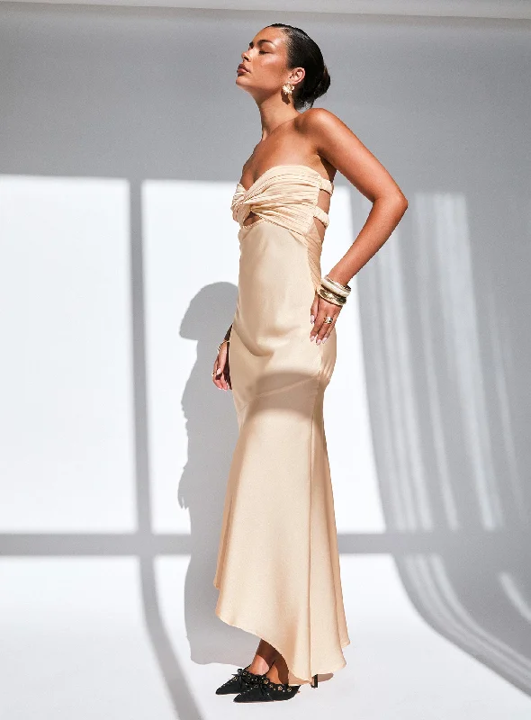 Prom dresses with personalized initials and messages for a personal and meaningful touch -Stand A Chance Twist Detail Maxi Dress Champagne Prom dresses with personalized initials and messages for a personal and meaningful touch -Stand A Chance Twist Detail Maxi Dress Champagne