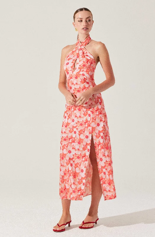 How to coordinate with other guests' outfits- -Marissa Floral Halter Neck Dress
