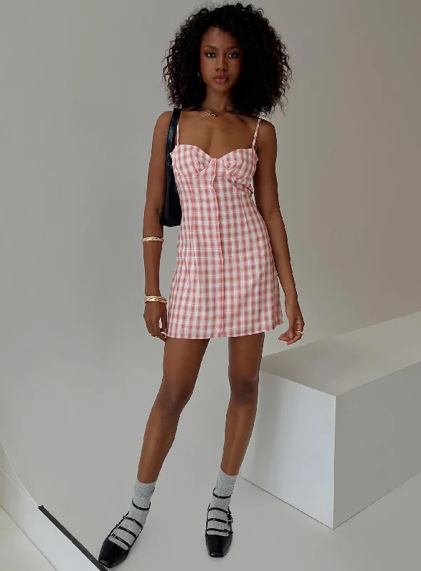 Prom dresses for quinceañera celebrations -Poto Mini Dress Pink Check