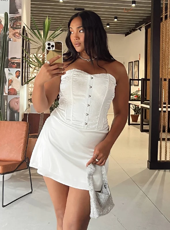 Party dresses with eco-friendly materials and sustainable production for environmental awareness -Alter Ego Mini Dress White Party dresses with eco-friendly materials and sustainable production for environmental awareness -Alter Ego Mini Dress White