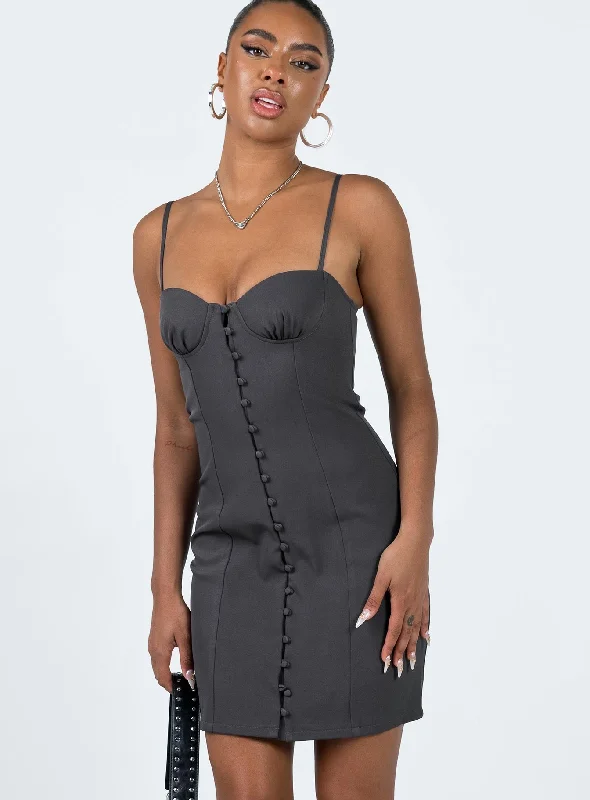 Corset dresses with smart health monitoring features and wellness focus for health-conscious individuals -Archette Corset Mini Dress Slate