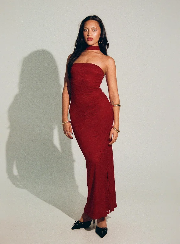Birthday dresses with metallic accents and glitter for parties and celebrations to shine and impress -Melantha Strapless Maxi Dress Red Birthday dresses with metallic accents and glitter for parties and celebrations to shine and impress -Melantha Strapless Maxi Dress Red