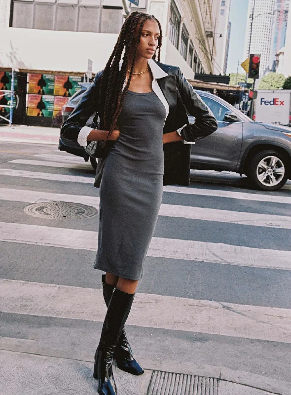 Formal corset dresses with sophisticated designs -Camellia Midi Dress Slate Grey