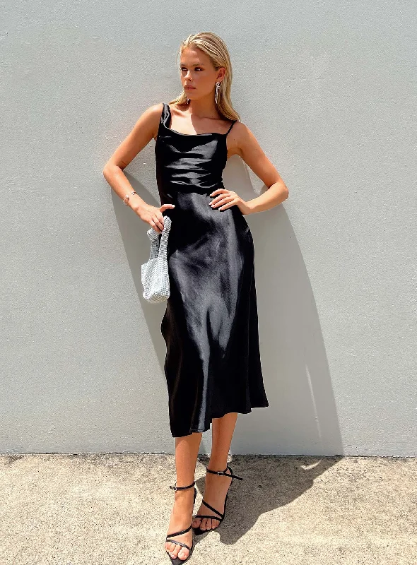 Formal party dresses with luxurious fabrics and sophisticated designs for formal events and high-end galas -Zamora Midi Dress Black