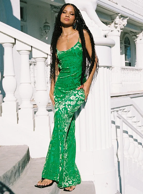 Formal birthday dresses for formal events with classic silhouettes and vintage-inspired accessories for a classic look -Burn Out Velvet Maxi Dress Green Formal birthday dresses for formal events with classic silhouettes and vintage-inspired accessories for a classic look -Burn Out Velvet Maxi Dress Green