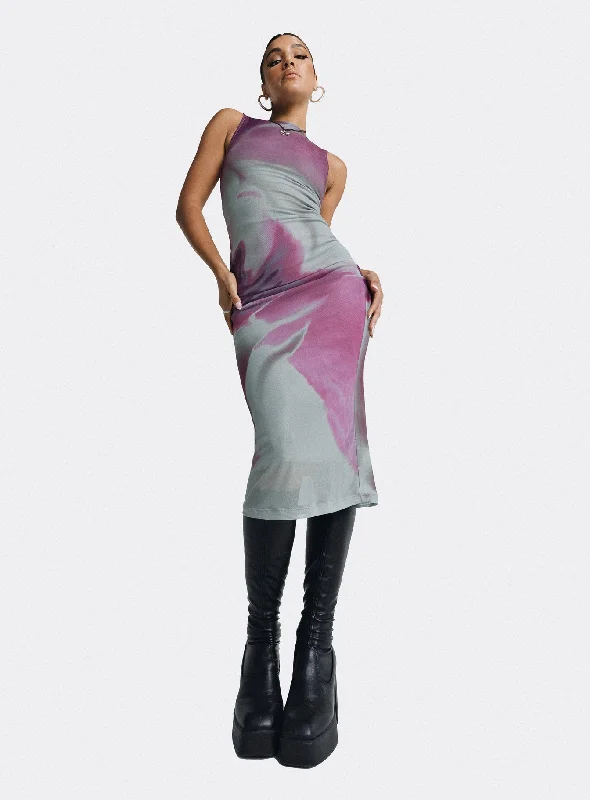 Mermaid corset dresses for weddings -Motel Fayola Dress Anatomy Of Nature Pink