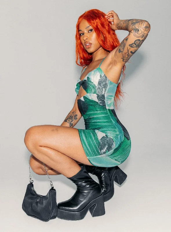Corset dresses with convertible necklines and sleeves for versatility -Poison Ivy Mini Dress Green Corset dresses with convertible necklines and sleeves for versatility -Poison Ivy Mini Dress Green