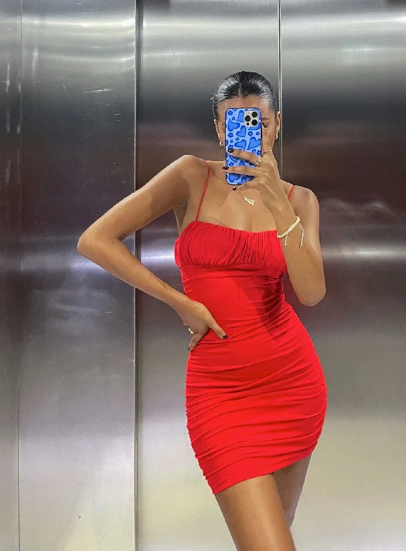 Formal corset dresses for formal events with classic silhouettes -Penney Mini Dress Red