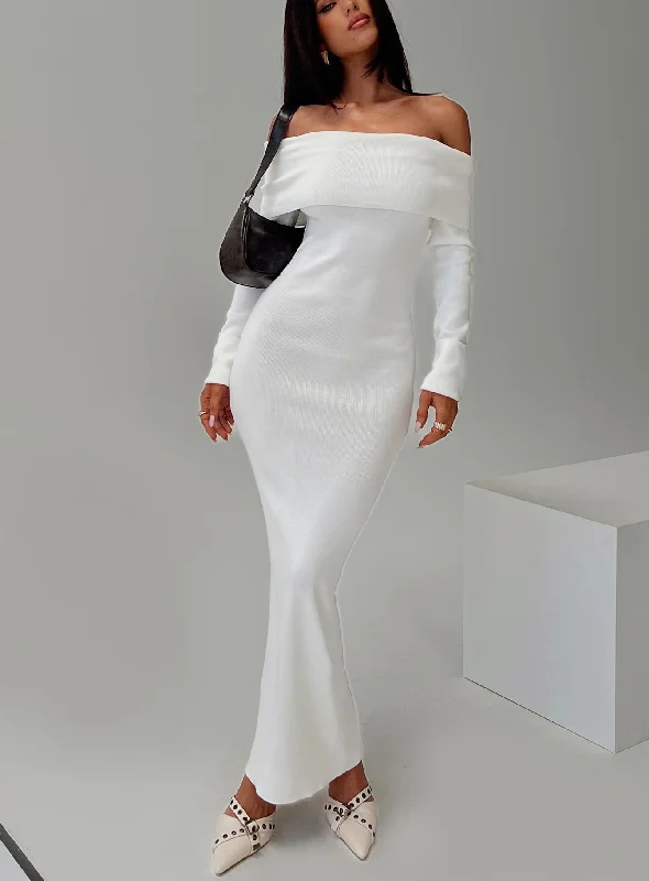 Prom dresses with unique cultural influences -Celestara Off The Shoulder Maxi Dress White Prom dresses with unique cultural influences -Celestara Off The Shoulder Maxi Dress White