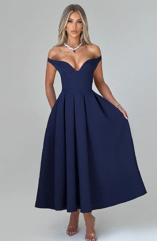 Prom dresses near me for last-minute shopping -Lanetta Midi Dress - Navy